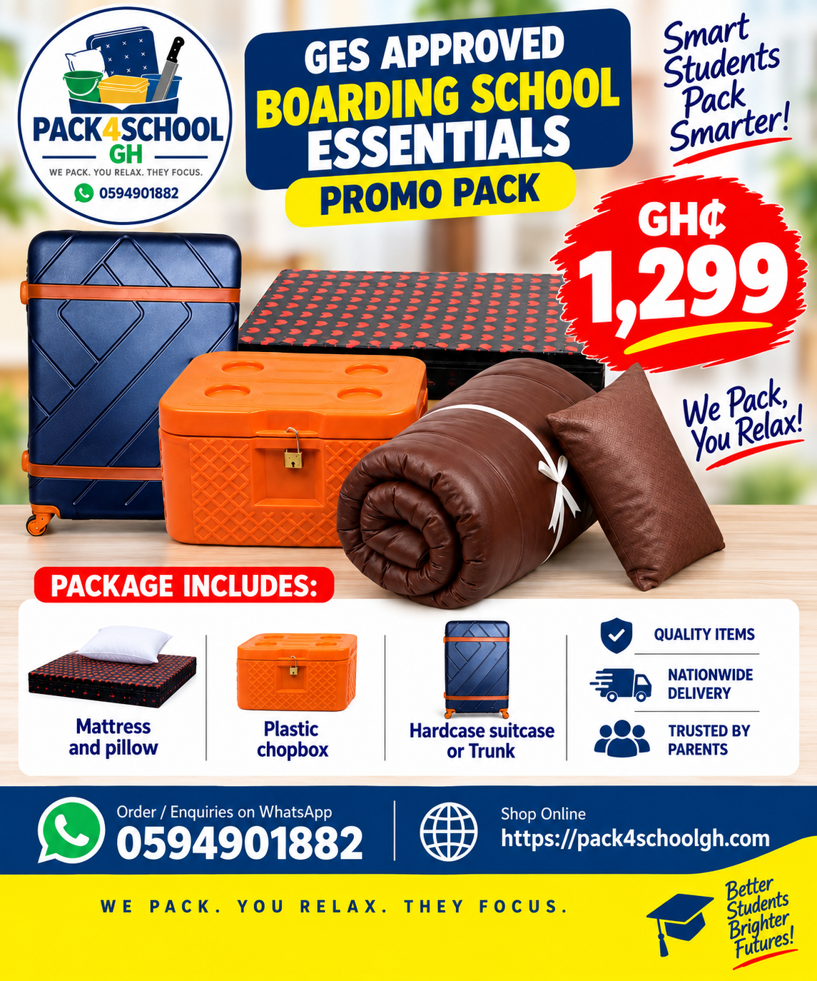 GES BOARDING SCHOOL PROMO PACK( plastic chopbox )